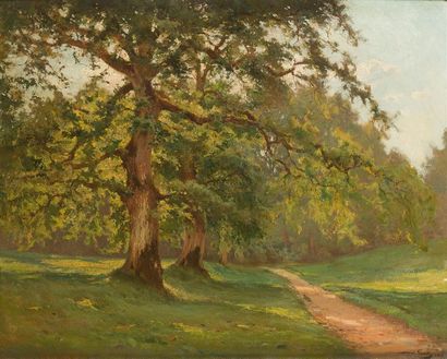 null Marius GUEIT (1877-1956)
« Le parc, 1909 »
Huile sur toile, signée et datée...