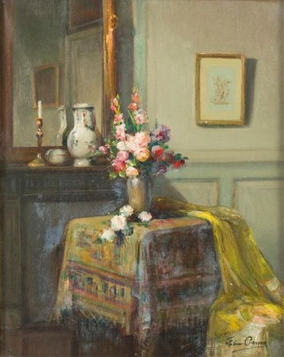 null Félix CARME (1863-1938)
« Intérieur au bouquet »
Huile sur toile, signée en...