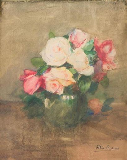 null Félix CARME (1863-1938)
« Roses dans un vase »
Aquarelle, signée en bas à droite.
40...