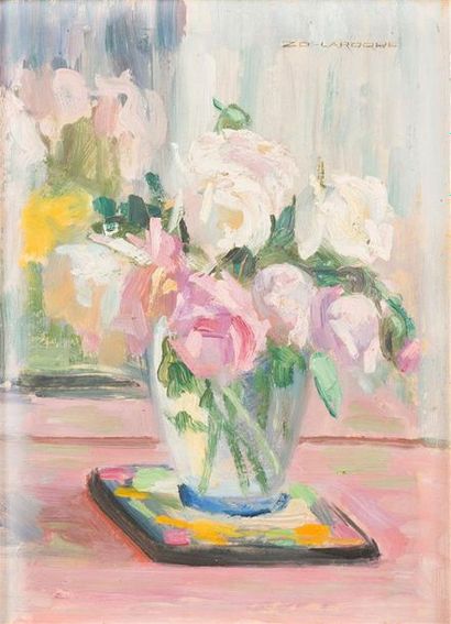 null Blanche-Marie ZO-LAROQUE (1876-1967)
« Bouquet de roses »
Huile sur carton,...