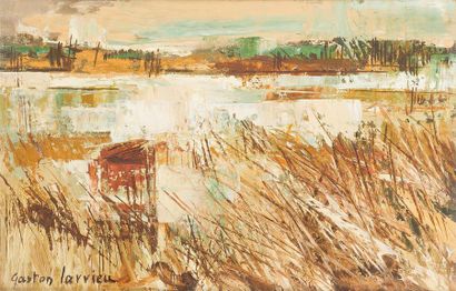 null Gaston LARRIEU (1908-1983)
« Région des étangs (Landes) »
Huile sur toile, signée...