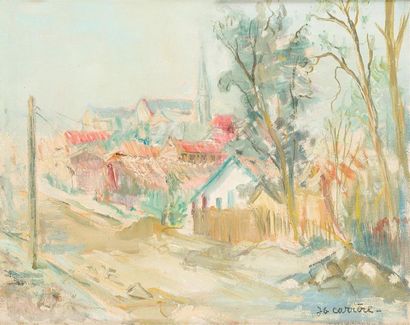 null Jean-Gérard CARRÈRE (1922-2015)
« Village de Gironde »
Huile sur toile, signée...