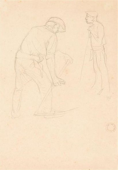 null Gaëtan DUMAS (1879-1950)
« Etudes de faucheurs »
Trois dessins au crayon noir,...