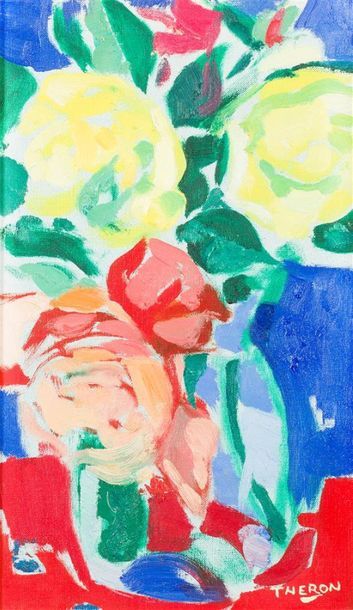 null Pierre THÉRON (1918-2000)
« Roses du jardin », 1984
Huile sur toile, signée...