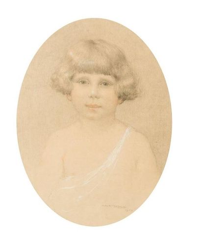 null Albert BéGAU D (1901-1956)
« Portrait d'enfant, 1922 »
Dessin au fusain et à...