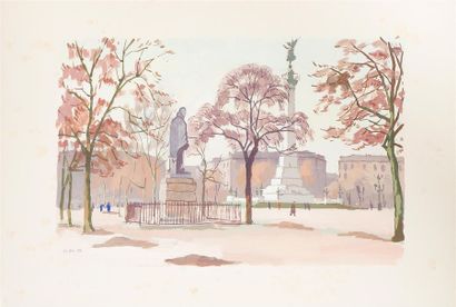 null Pierre-René RODES (1896-1971)
« Place des Quinconces en hiver »
Gouache, datée...