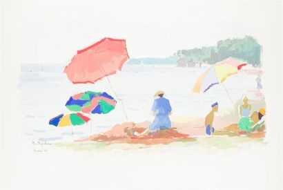 null Pierre-René RODES (1896-1971)
« Les parasols »
Gouache, signée et datée « 19...