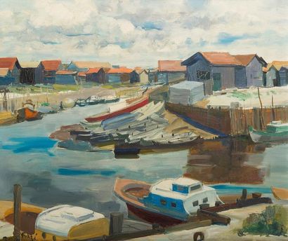 Paul BAZÉ (1901-1985)
« Barques à Gujan »
Huile...