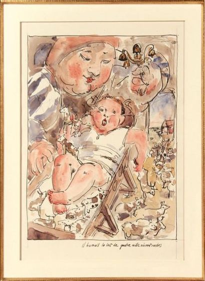 null Raphaël DELORME (1885-1962)
« Gargantua »
Suite de neuf encres et aquarelles.
(8...