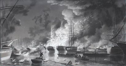 null PIERRE GIGAUX DE GRANDPRÉ (1826après 1890)
« Incendie de la rade de Bordeaux...