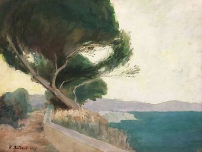null René BUTHAUD (1886-1986)
« Paysage bord de mer »
Huile sur carton, signée et...