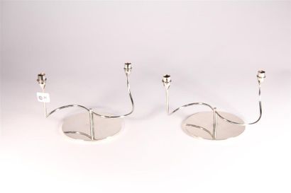 null Roland Daraspe , paire de candélabres en métal argenté, dessin de Michel Petuaud...
