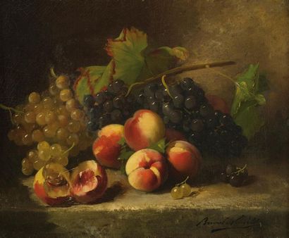 null Alfred-Arthur BRUNEL DE NEUVILLE (1851-1941)
Composition aux pêches et raisins
Huile...