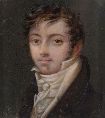 null Ecole début XIXème siècle *
Portrait de jeune homme de trois-quarts
Miniature...