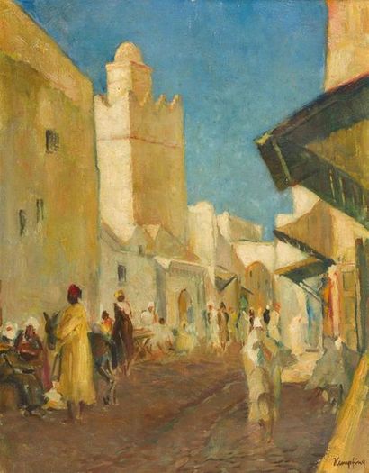 null Wilhelm HEMPFING (1886-1948)
Rue animée en Afrique du Nord
Huile sur toile,...