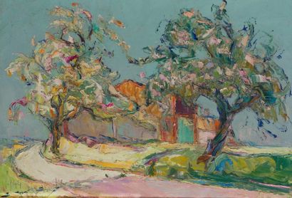 null Vladimir de TERLIKOWSKI (1873-1951)
Maison dans un paysage, 1944
Huile sur toile,...
