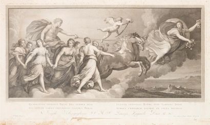 DEUX gravures XIXème Le char d'Apollon en...
