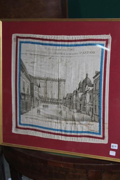 null Silk handkerchief "centenary of 1789, reconstruction of the Bastille and the...