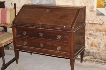 null Mahogany and mahogany veneered scribane chest of drawers with two drawers and...
