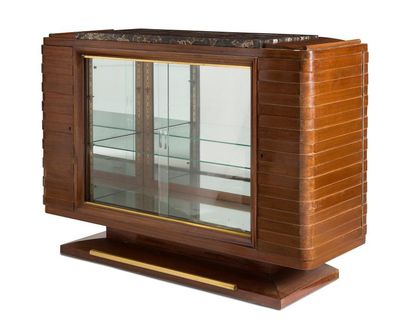 null Gaston POISSON (XXth) Display
cabinet with quadrangular body in mahogany and...