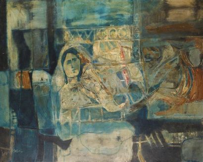 null M'hamed ISSIAKHEM (1928-1985) 
"Jeune femme dans un intérieur"
Huile sur toile...