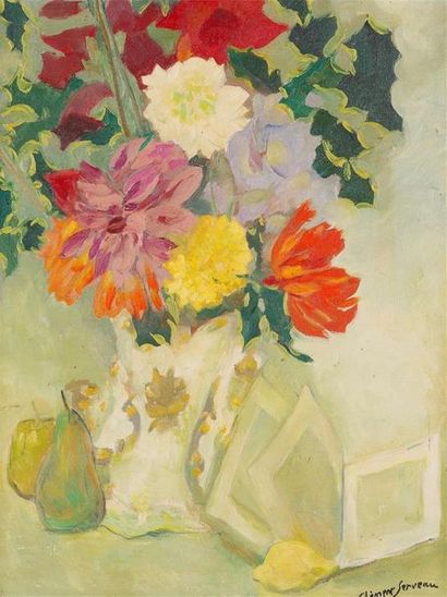 null CLEMENT-SERVEAU (1886-1972)
Bouquet
Huile sur toile, 
signée en bas à droite....