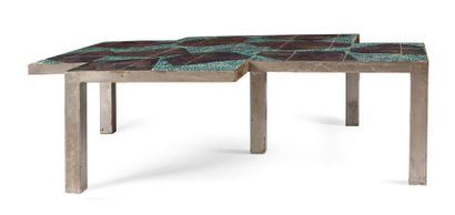 null Joël CAZAUX (born in 1970) 
" Colombes " Asymmetrical coffee
table. Tray made...