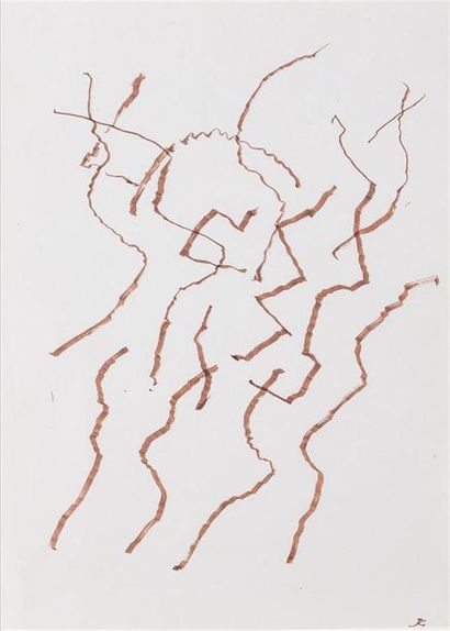 null Jacques GERMAIN (1915-2001) 
"Composition" 
Encre sur papier, signée en bas...
