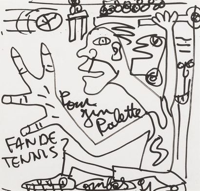 null Robert COMBAS (1957) 
"Partie de tennis" 
Deux dessins dans un même montage...