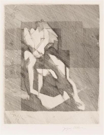 null Jacques VILLON 
"L'effort" 1939. 
Etching signed lower right in pencil 
and...