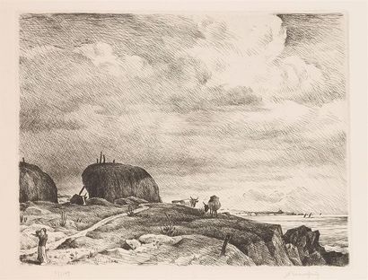null Adolphe BEAUFRERE
"La moisson" Le Pouldu, 1941 
Original etching. Signed and...