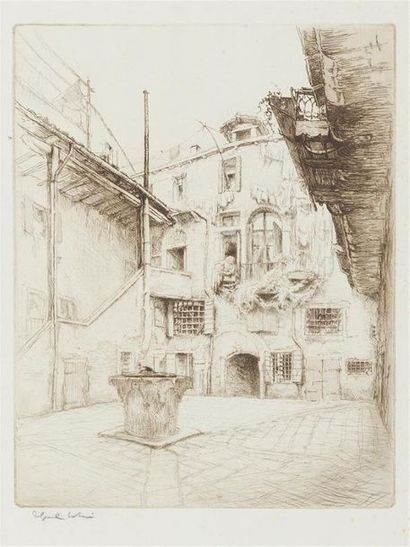 null Edgar CHAHINE (1874)
"Corte Bottera, Venice" 1922. 
Original 
etching signed...