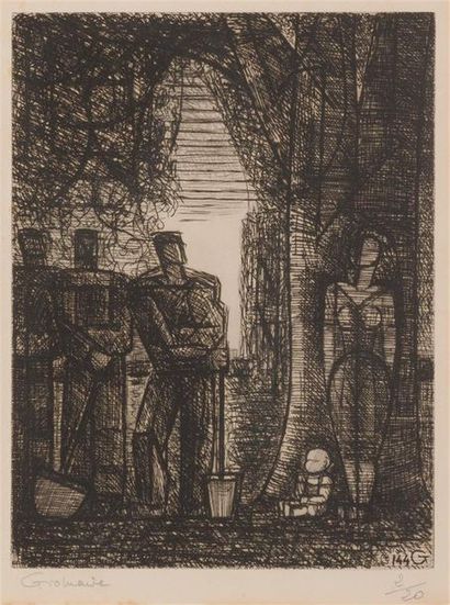null Marcel GROMAIRE (1892-1971) 
"Personnages" 
Etching signed lower left in pencil...