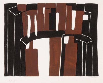 null Parvine CURIE (1936) 
"Matmata" 1977
Gouache signée en bas à droite
50 x 65...