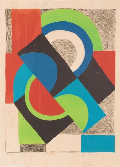 null Sonia DELAUNAY (1885-1979) 
"Composition" 
Lithographie originale signée en...
