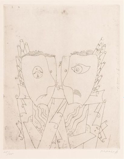 null Georges PAPAZOFF (1894 1972) 
"Two Cubist Faces" 
Circa 1925 
Batch of 2 etchings...