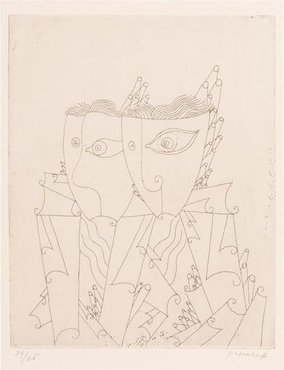 null Georges PAPAZOFF (1894 1972) 
"Deux Visages cubistes" 
Circa 1925 
Lot de 2...