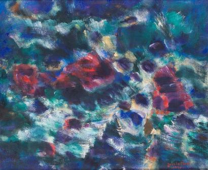null Jean LE MOAL (1909-2007)
"Eau et Ciel" 1964 
Oil on canvas signed and dated...