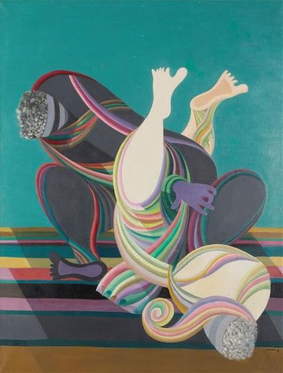 null Georges PAPAZOFF (1894-1972) 
"Les gladiateurs" 
Huile sur toile signée en bas...