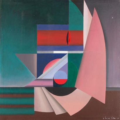 null Oscar D'AMICO (1923-2003) 
"Composition géométrique" 
Huile sur toile signée...
