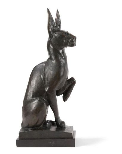 null Maurice PROST (1894-1967) 
"Lynx caracal, patte levée", le modèle créé en [1936],...