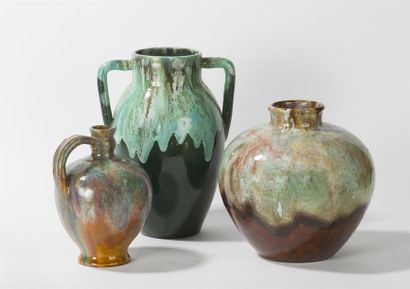 null CAB (Félix GETE) Glazed terracotta
jug signed (H.: 20 cm - Slight shine on the...