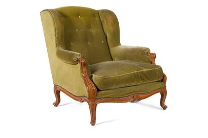 null PAIR OF WIDE BERGERES
used
green velvet trim Louis XV style.
H.: 92 cm, W.:...