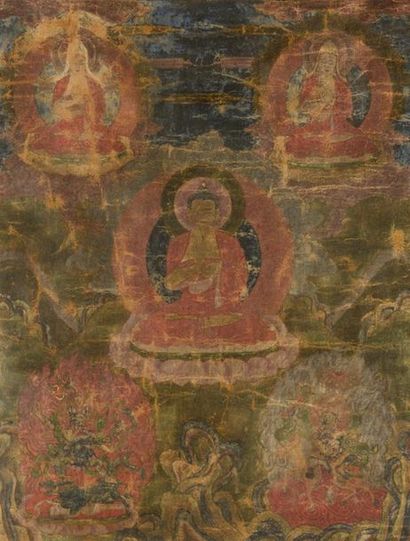 null THANGKA DE BOUDDHA
Tibet, XIXème siècle
Le bouddha représenté assis en padmasana...