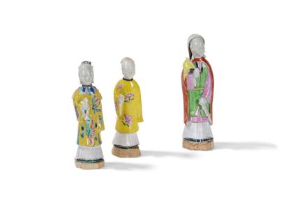 null FOUR STATUTES
IN POLYCHROME PORCELAIN
China, Jiaqing period, early 19th century
Two...