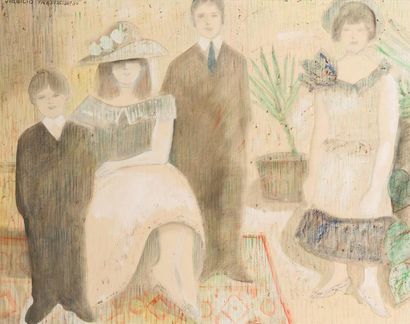 null VIRGILIO TROMPIZ (1927-2012) Family
Portrait, 1987
Oil on canvas, signed and...