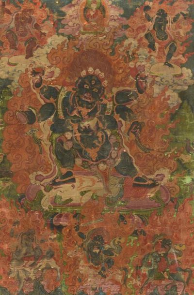 null THANGKA OF MAHAKALA
Tibet, late 18th-early 19th century The standing deity crushing...