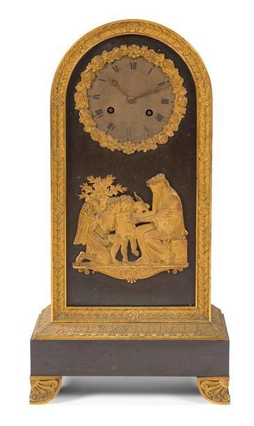 null GOLDEN
BRONZE AND EBENE HANGING with an antique scene, frieze of bay leaves...