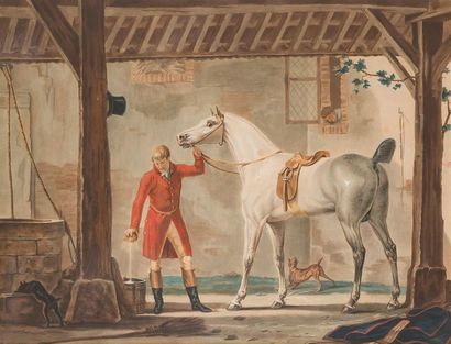 null D'APRES CARLE VERNET (1758-1836)
Le pansage et Retour de chasse
Two colour engravings.
XIXth
Dim....