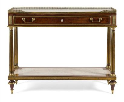 null CONSOLE CONSOLE TABLE IN CASHARDWOOD
opening to a drawer, resting on brass fluted...